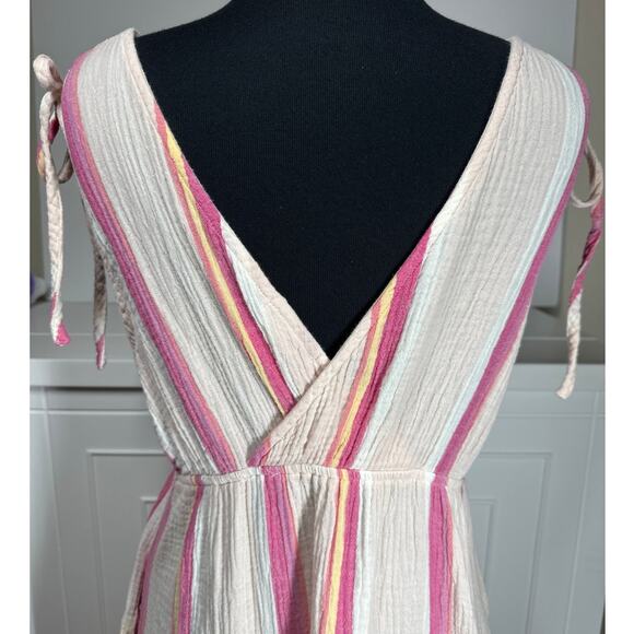 Marine Layer Sage Double Cloth Pink Stripe Maxi Dress Size M Beach Coastal Boho - Picture 8 of 13